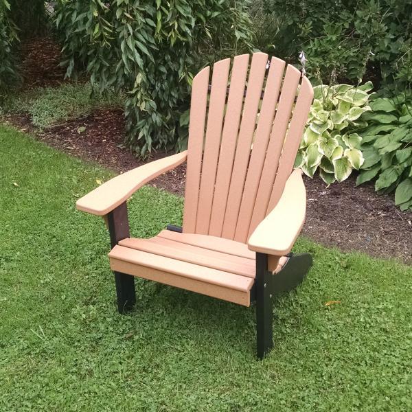 A &amp; L Furniture Poly Fanback Adirondack Chair with Black Frame Outdoor Chairs Cedar