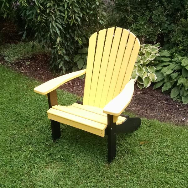 A &amp; L Furniture Poly Fanback Adirondack Chair with Black Frame Outdoor Chairs Lemon Yellow