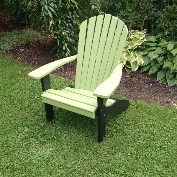 A &amp; L Furniture Poly Fanback Adirondack Chair with Black Frame Outdoor Chairs Tropical Lime
