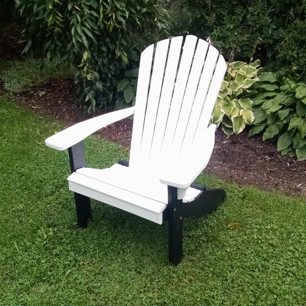 A &amp; L Furniture Poly Fanback Adirondack Chair with Black Frame Outdoor Chairs White