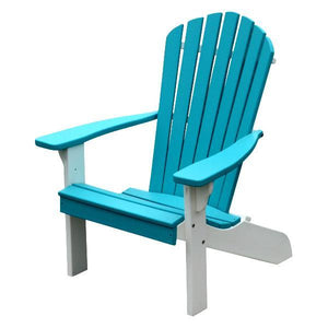 A & L Furniture Poly Fanback Adirondack Chair with White Frame Outdoor Chairs Aruba Blue