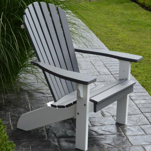 A &amp; L Furniture Poly Fanback Adirondack Chair with White Frame Outdoor Chairs Aruba Blue