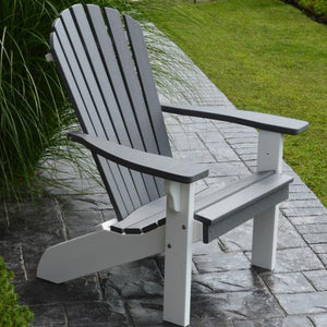 A & L Furniture Poly Fanback Adirondack Chair with White Frame Outdoor Chairs Aruba Blue