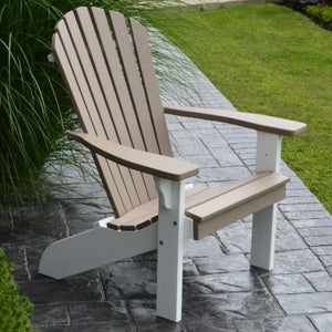 A & L Furniture Poly Fanback Adirondack Chair with White Frame Outdoor Chairs Aruba Blue