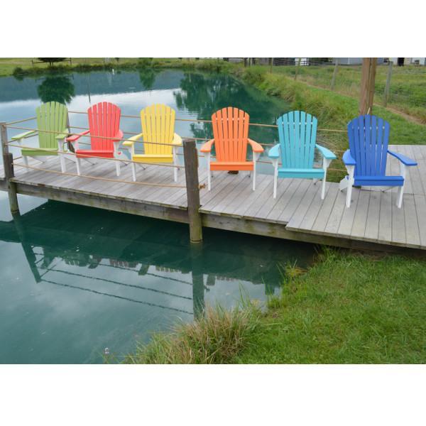 A &amp; L Furniture Poly Fanback Adirondack Chair with White Frame Outdoor Chairs Aruba Blue