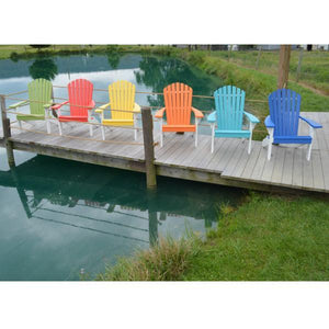 A & L Furniture Poly Fanback Adirondack Chair with White Frame Outdoor Chairs Aruba Blue