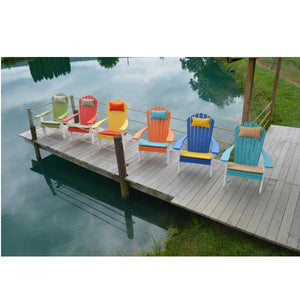 A & L Furniture Poly Fanback Adirondack Chair with White Frame Outdoor Chairs Aruba Blue