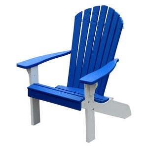 A & L Furniture Poly Fanback Adirondack Chair with White Frame Outdoor Chairs Blue