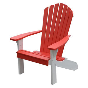 A & L Furniture Poly Fanback Adirondack Chair with White Frame Outdoor Chairs Bright Red