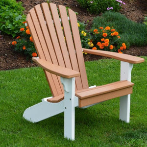 A & L Furniture Poly Fanback Adirondack Chair with White Frame Outdoor Chairs Cedar