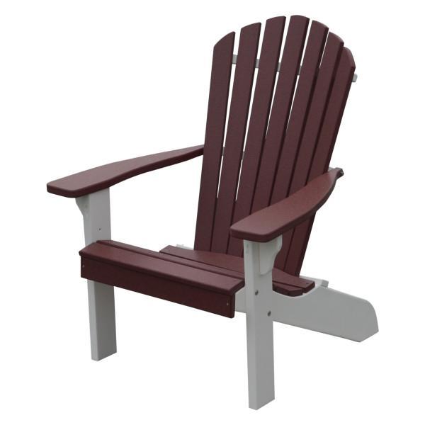 A &amp; L Furniture Poly Fanback Adirondack Chair with White Frame Outdoor Chairs Cherrywood