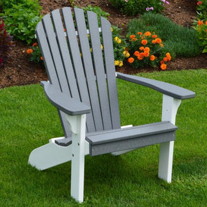 A & L Furniture Poly Fanback Adirondack Chair with White Frame Outdoor Chairs Dark Gray
