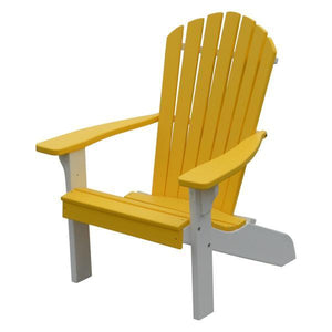 A & L Furniture Poly Fanback Adirondack Chair with White Frame Outdoor Chairs Lemon Yellow
