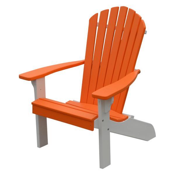 A &amp; L Furniture Poly Fanback Adirondack Chair with White Frame Outdoor Chairs Orange