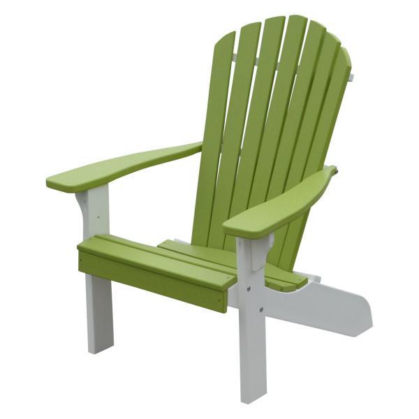 A &amp; L Furniture Poly Fanback Adirondack Chair with White Frame Outdoor Chairs Tropical Lime