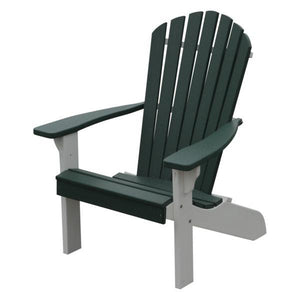A & L Furniture Poly Fanback Adirondack Chair with White Frame Outdoor Chairs Turf Green