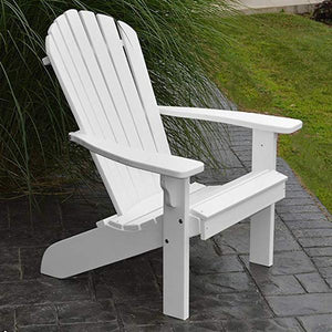 A & L Furniture Poly Fanback Adirondack Chair with White Frame Outdoor Chairs White