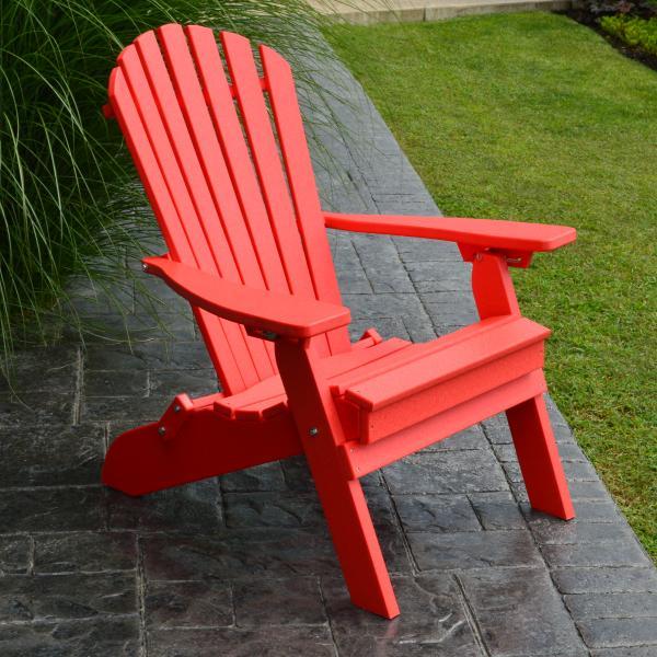 A &amp; L Furniture Poly Folding/Reclining Adirondack Chair Outdoor Chairs Bright Red