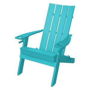 A & L Furniture Poly Hampton Folding Adirondack Chair w/2 Cupholders Adirondack Aruba Blue