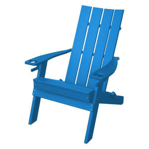 A & L Furniture Poly Hampton Folding Adirondack Chair w/2 Cupholders Adirondack Blue