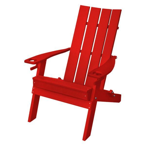A &amp; L Furniture Poly Hampton Folding Adirondack Chair w/2 Cupholders Adirondack Bright Red