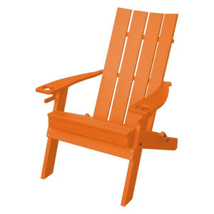 A & L Furniture Poly Hampton Folding Adirondack Chair w/2 Cupholders Adirondack Orange