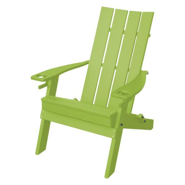 A &amp; L Furniture Poly Hampton Folding Adirondack Chair w/2 Cupholders Adirondack Tropical Lime