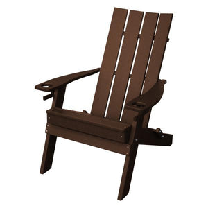 A & L Furniture Poly Hampton Folding Adirondack Chair w/2 Cupholders Adirondack Tudor Brown