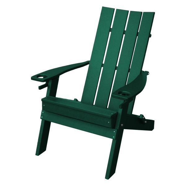 A &amp; L Furniture Poly Hampton Folding Adirondack Chair w/2 Cupholders Adirondack Turf Green
