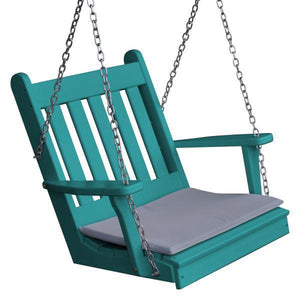 A & L Furniture Poly Traditional English Chair Swing Porch Swing Aruba Blue