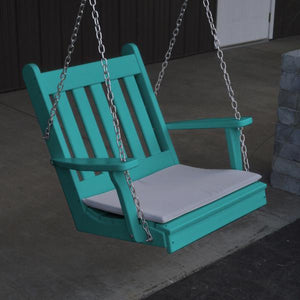 A & L Furniture Poly Traditional English Chair Swing Porch Swing Aruba Blue