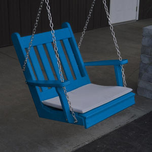 A & L Furniture Poly Traditional English Chair Swing Porch Swing Aruba Blue