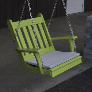 A & L Furniture Poly Traditional English Chair Swing Porch Swing Aruba Blue