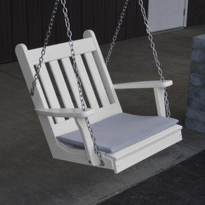 A & L Furniture Poly Traditional English Chair Swing Porch Swing Aruba Blue