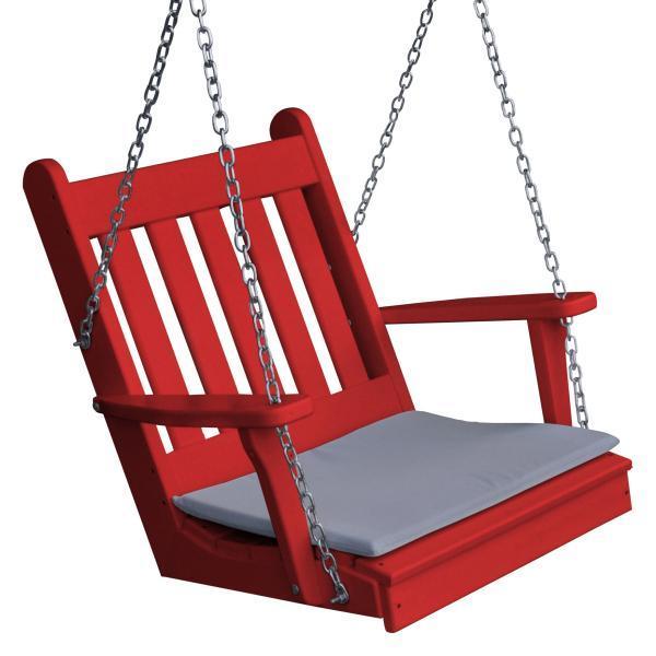 A &amp; L Furniture Poly Traditional English Chair Swing Porch Swing Bright Red