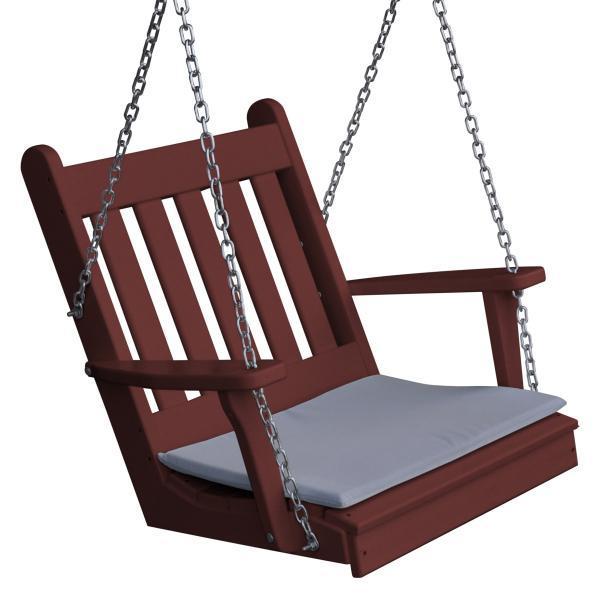 A &amp; L Furniture Poly Traditional English Chair Swing Porch Swing Cherrywood