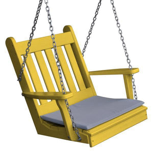 A & L Furniture Poly Traditional English Chair Swing Porch Swing Lemon Yellow