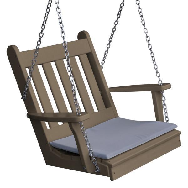 A &amp; L Furniture Poly Traditional English Chair Swing Porch Swing Weathered Wood