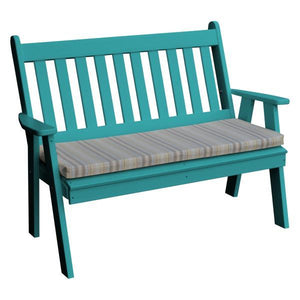 A & L Furniture Poly Traditional English Garden Bench Garden Benches 4ft / Aruba Blue
