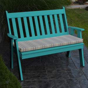 A & L Furniture Poly Traditional English Garden Bench Garden Benches 4ft / Aruba Blue