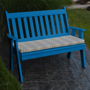 A & L Furniture Poly Traditional English Garden Bench Garden Benches 4ft / Aruba Blue