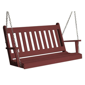 A & L Furniture Poly Traditional English Porch Swing Porch Swings 4ft / Aruba Blue
