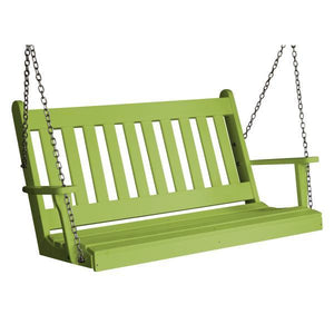 A & L Furniture Poly Traditional English Porch Swing Porch Swings 4ft / Aruba Blue