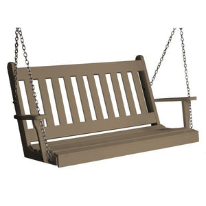 A & L Furniture Poly Traditional English Porch Swing Porch Swings 4ft / Aruba Blue
