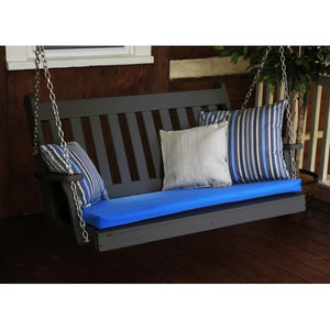 A & L Furniture Poly Traditional English Porch Swing Porch Swings 4ft / Aruba Blue