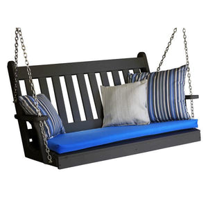 A & L Furniture Poly Traditional English Porch Swing Porch Swings 4ft / Aruba Blue