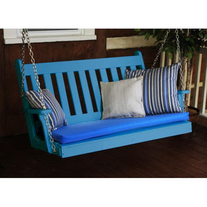 A & L Furniture Poly Traditional English Porch Swing Porch Swings 4ft / Aruba Blue
