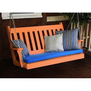 A & L Furniture Poly Traditional English Porch Swing Porch Swings 4ft / Aruba Blue