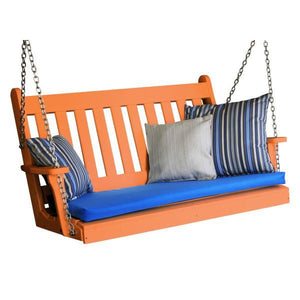 A & L Furniture Poly Traditional English Porch Swing Porch Swings 4ft / Aruba Blue