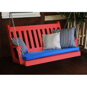 A & L Furniture Poly Traditional English Porch Swing Porch Swings 4ft / Aruba Blue